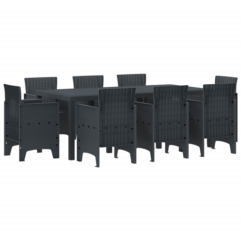 Bowery Hill Contemporary Poly Rattan Garden Dining Set in Anthracite