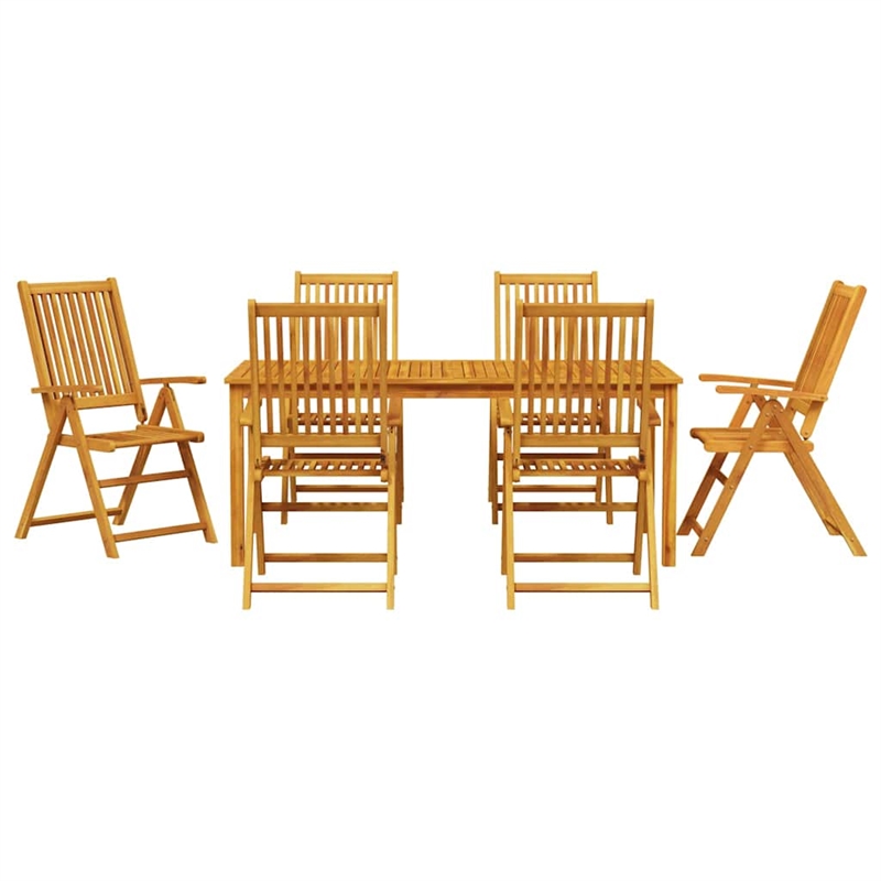 Bowery Hill Contemporary Solid Acacia Wood 7 Piece Garden Dining Set in Brown