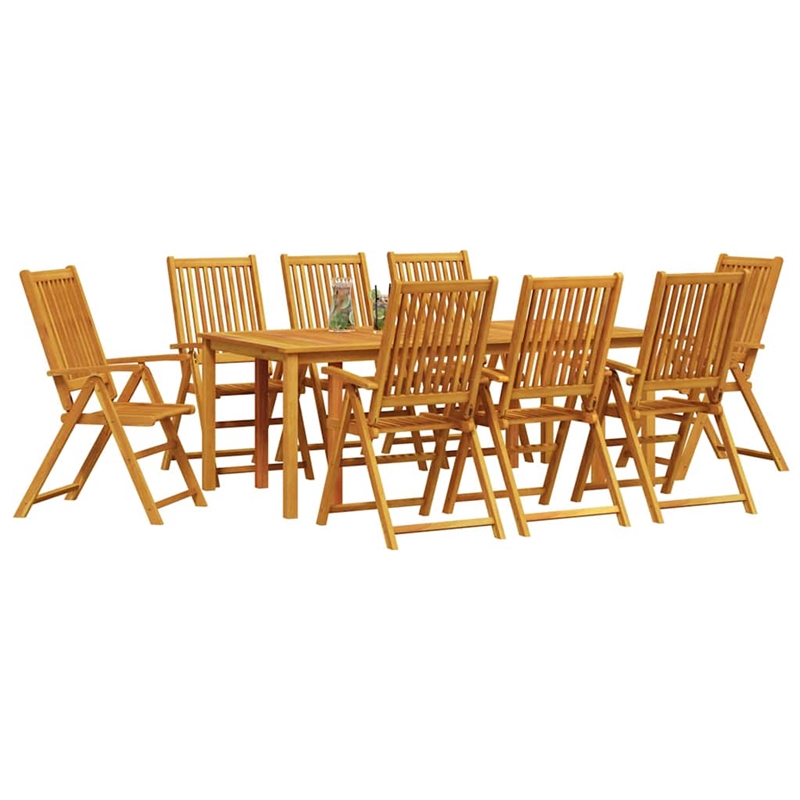 Bowery Hill Contemporary Solid Acacia Wood Garden Dining Set in Brown