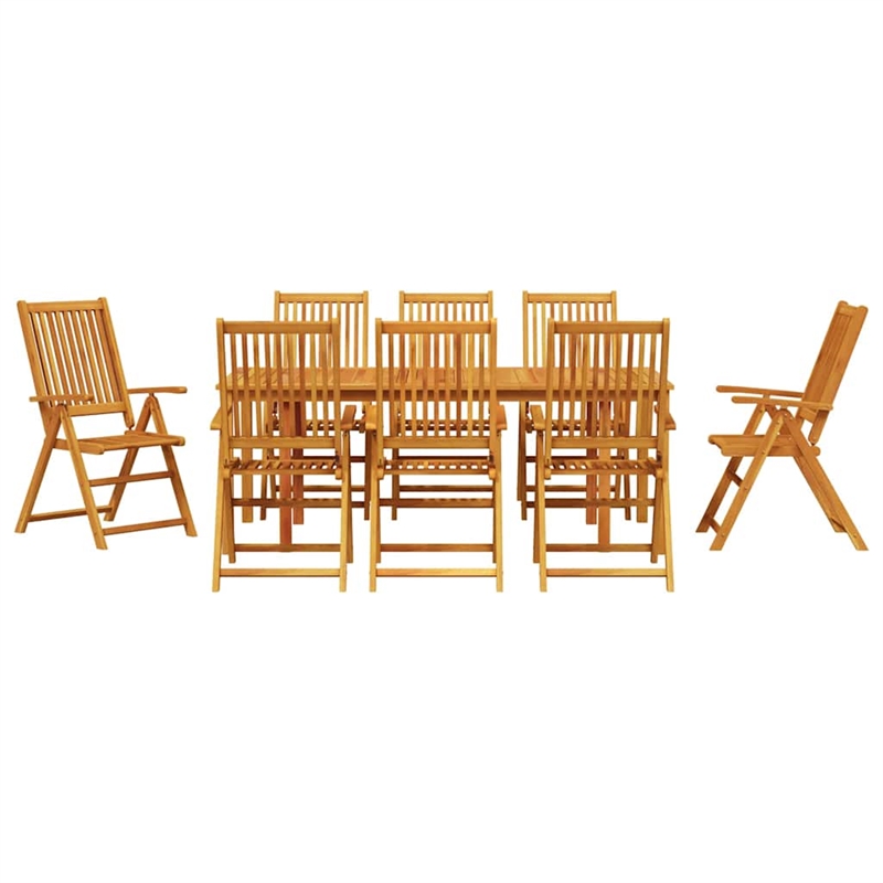 Bowery Hill Contemporary Solid Acacia Wood Garden Dining Set in Brown
