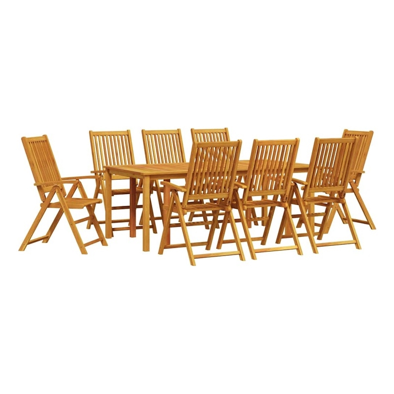 Bowery Hill Contemporary Solid Acacia Wood Garden Dining Set in Brown