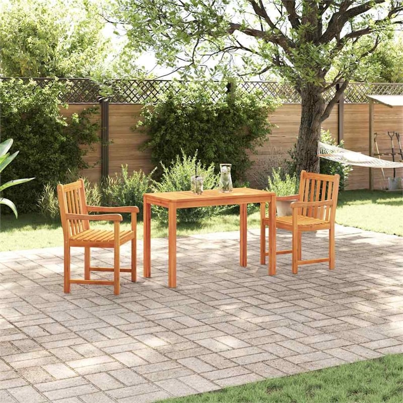 Bowery Hill Contemporary Solid Acacia Wood Garden Dining Set in Brown