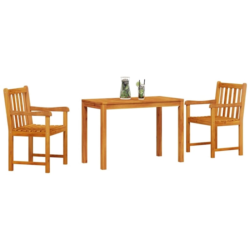 Bowery Hill Contemporary Solid Acacia Wood Garden Dining Set in Brown