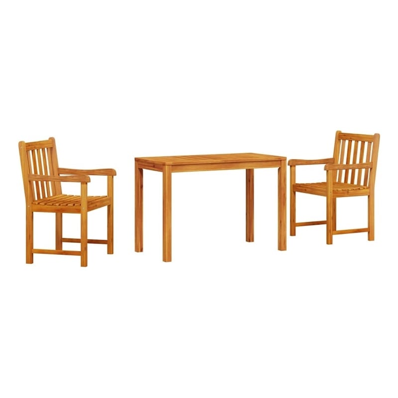 Bowery Hill Contemporary Solid Acacia Wood Garden Dining Set in Brown