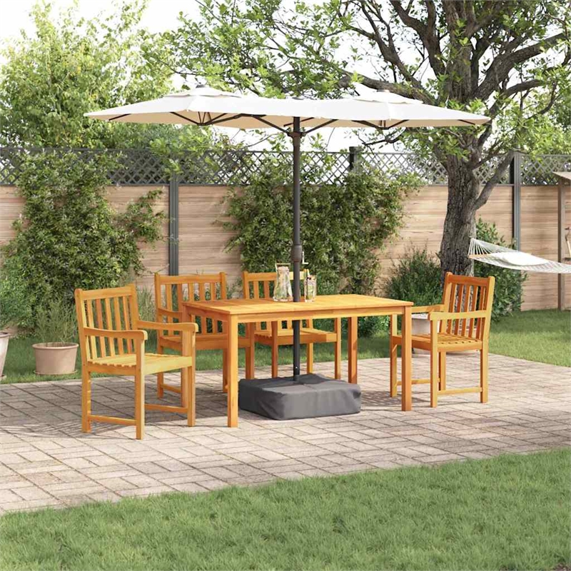 Bowery Hill Contemporary Solid Acacia Wood 5 Piece Garden Dining Set in Brown