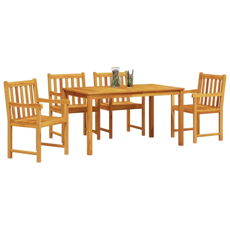 Bowery Hill Contemporary Solid Acacia Wood 5 Piece Garden Dining Set in Brown