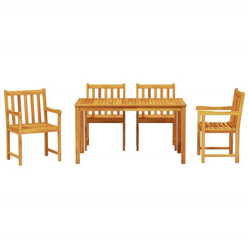 Bowery Hill Contemporary Solid Acacia Wood 5 Piece Garden Dining Set in Brown