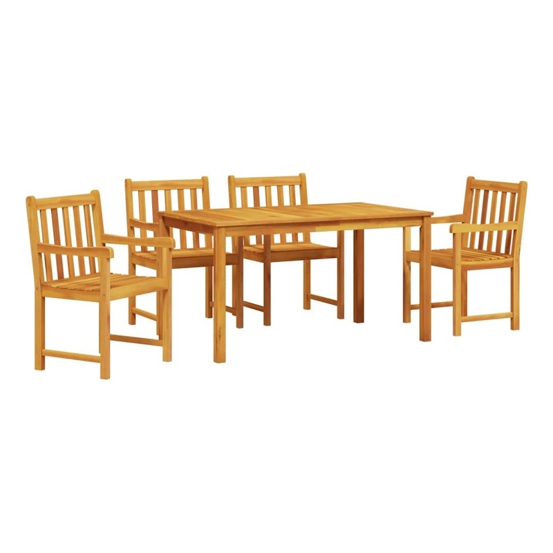 Bowery Hill Contemporary Solid Acacia Wood 5 Piece Garden Dining Set in Brown