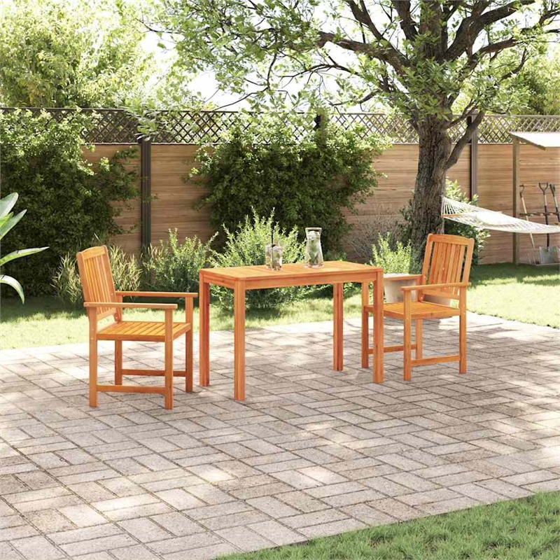 Bowery Hill Contemporary Solid Acacia Wood Garden Dining Set in Brown