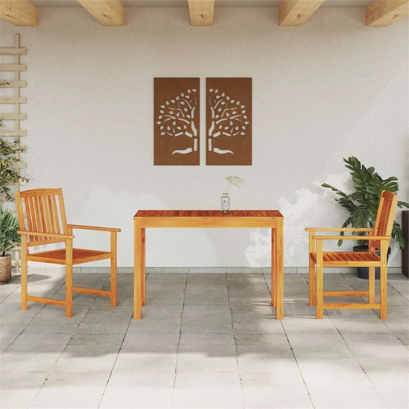 Bowery Hill Contemporary Solid Acacia Wood Garden Dining Set in Brown