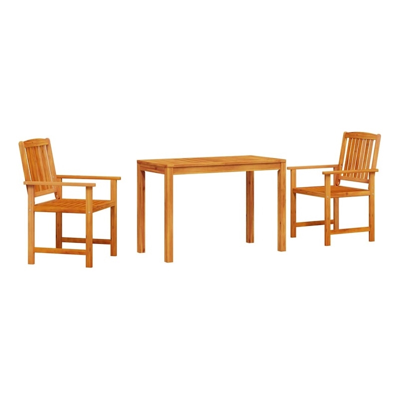 Bowery Hill Contemporary Solid Acacia Wood Garden Dining Set in Brown