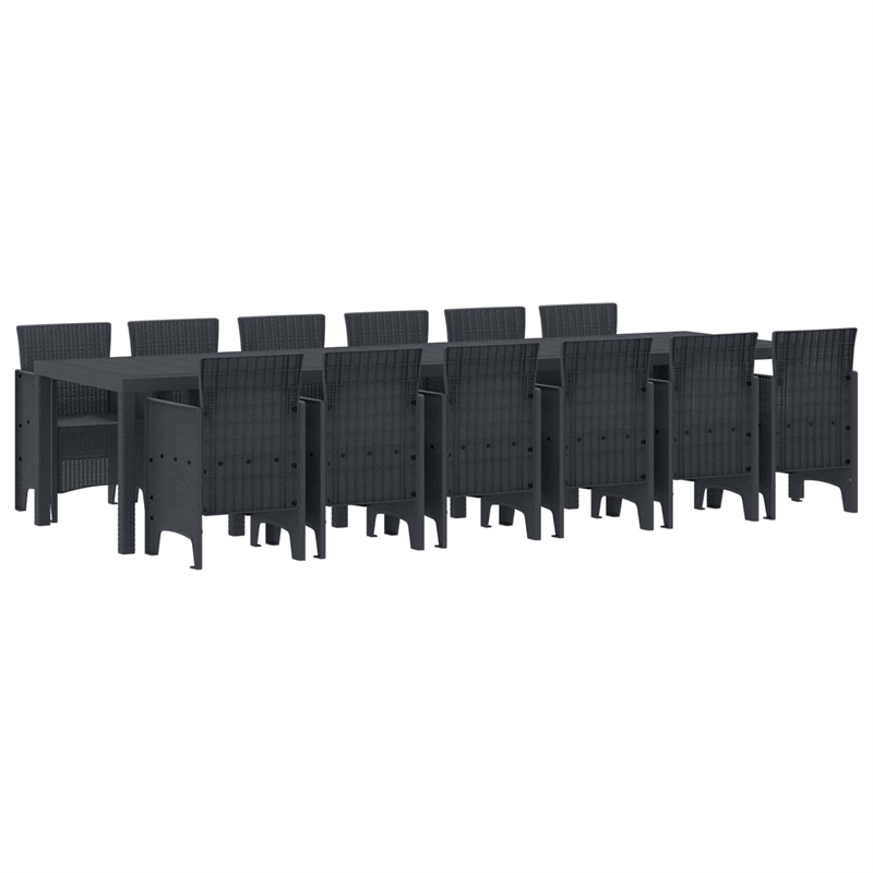 Bowery Hill Contemporary Poly Rattan Garden Dining Set in Anthracite