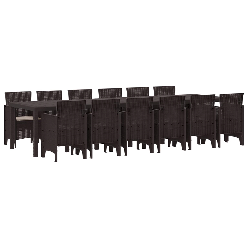 Bowery Hill Contemporary Poly Rattan Garden Dining Set in Brown