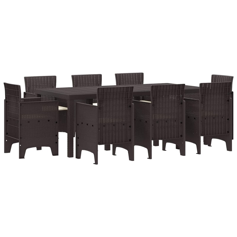 Bowery Hill Contemporary Poly Rattan Garden Dining Set in Brown