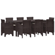 Bowery Hill Contemporary Poly Rattan Garden Dining Set in Brown