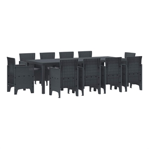 Bowery Hill 11 Piece Poly Rattan Garden Dining Set in Anthracite