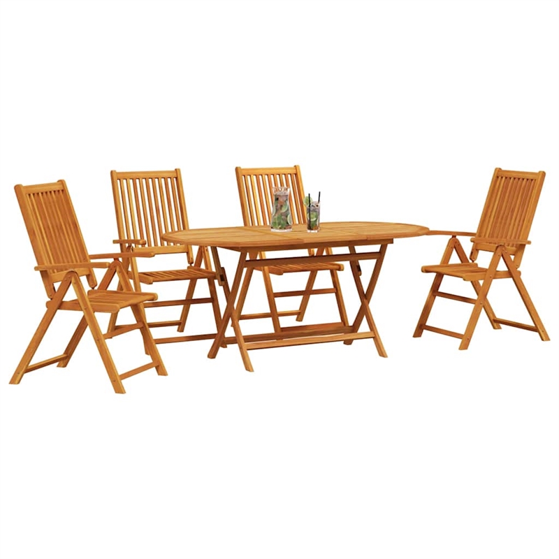 Bowery Hill Contemporary Solid Acacia Wood 5 Piece Garden Dining Set in Brown