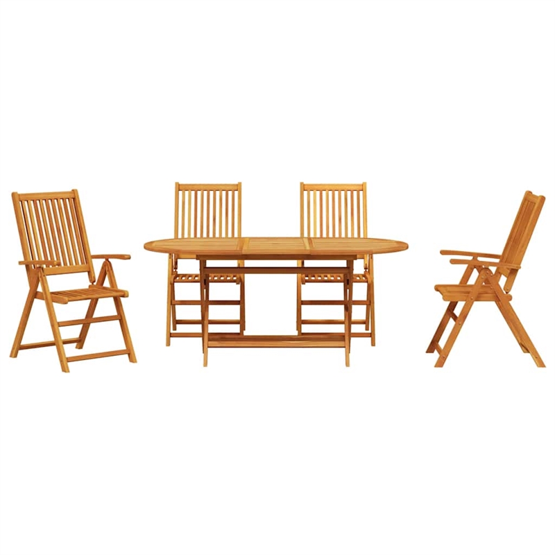 Bowery Hill Contemporary Solid Acacia Wood 5 Piece Garden Dining Set in Brown