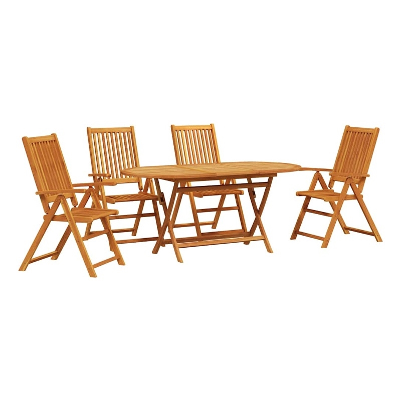 Bowery Hill Contemporary Solid Acacia Wood 5 Piece Garden Dining Set in Brown