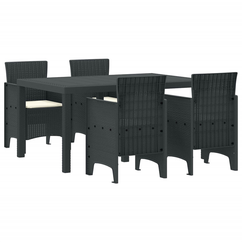 Bowery Hill 5 Piece Poly Rattan Garden Dining Set in Anthracite