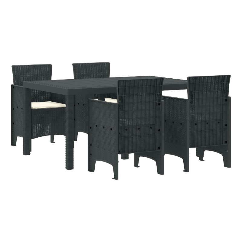 Bowery Hill 5 Piece Poly Rattan Garden Dining Set in Anthracite