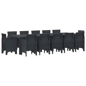 Bowery Hill Contemporary Poly Rattan Garden Dining Set in Anthracite