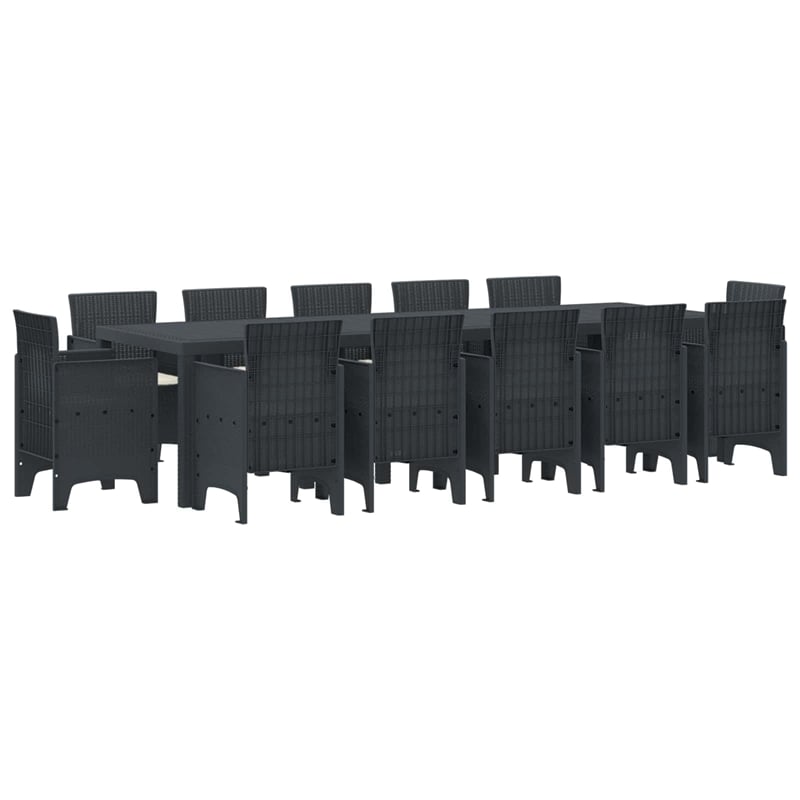 Bowery Hill Poly Rattan Garden Dining Set with Cushions in Anthracite