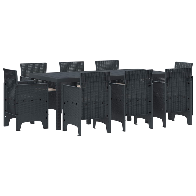 Bowery Hill Contemporary Poly Rattan Garden Dining Set in Anthracite