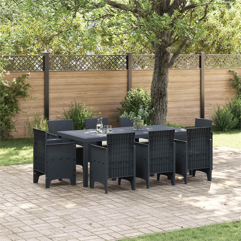 Bowery Hill Contemporary Poly Rattan Garden Dining Set in Anthracite
