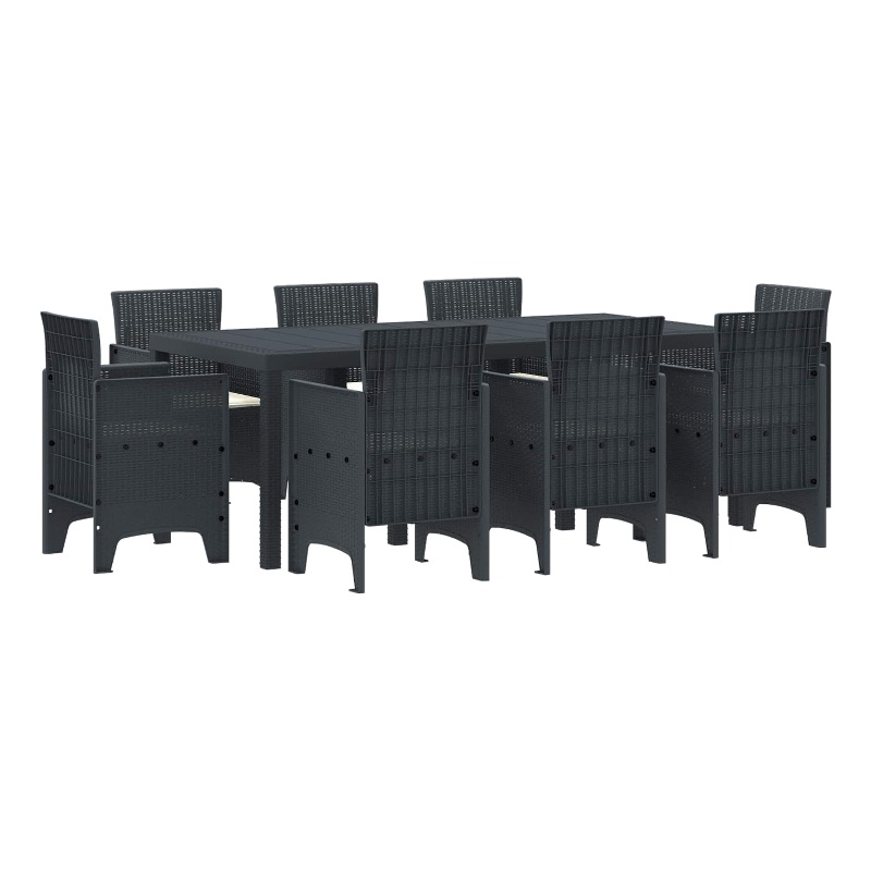Bowery Hill Contemporary Poly Rattan Garden Dining Set in Anthracite