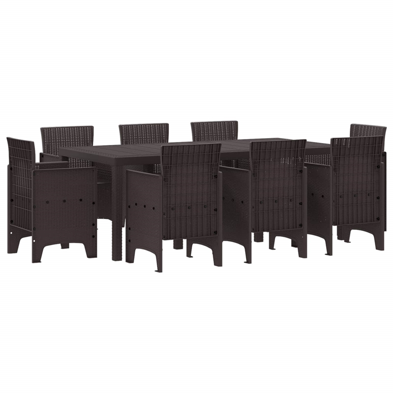 Bowery Hill Contemporary Poly Rattan Garden Dining Set in Brown