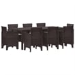 Bowery Hill Contemporary Poly Rattan Garden Dining Set in Brown