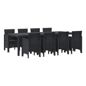 Bowery Hill Contemporary Poly Rattan Garden Dining Set in Anthracite