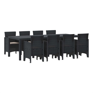 Bowery Hill Contemporary Poly Rattan Garden Dining Set in Anthracite