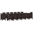 Bowery Hill Contemporary 15 Piece Poly Rattan Garden Dining Set in Brown