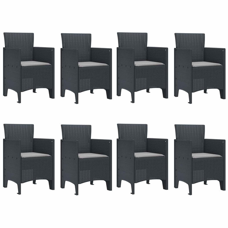 Bowery Hill Contemporary Poly Rattan Garden Dining Set in Anthracite