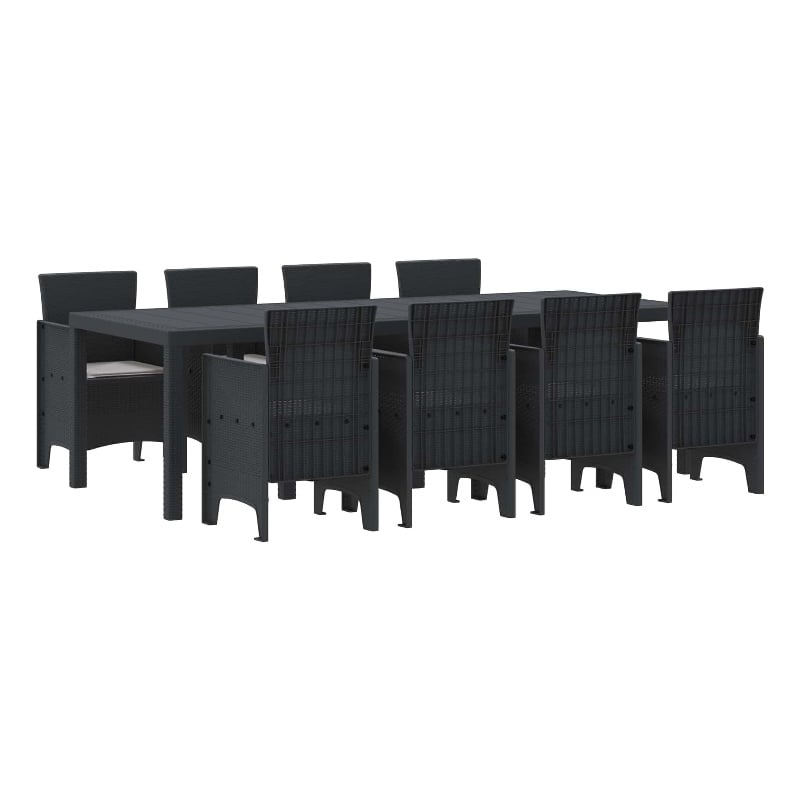 Bowery Hill Contemporary Poly Rattan Garden Dining Set in Anthracite