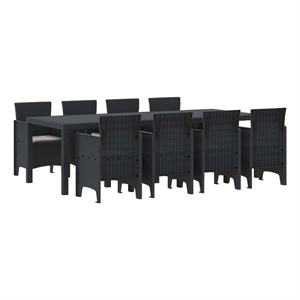 Bowery Hill Contemporary Poly Rattan Garden Dining Set in Anthracite