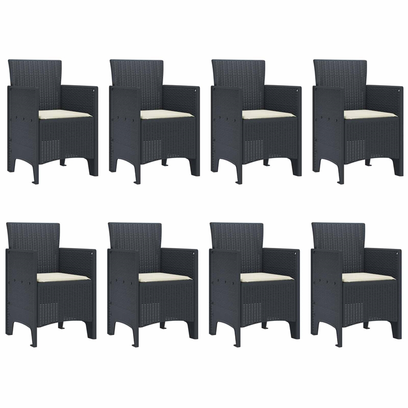 Bowery Hill Contemporary Poly Rattan Garden Dining Set in Anthracite