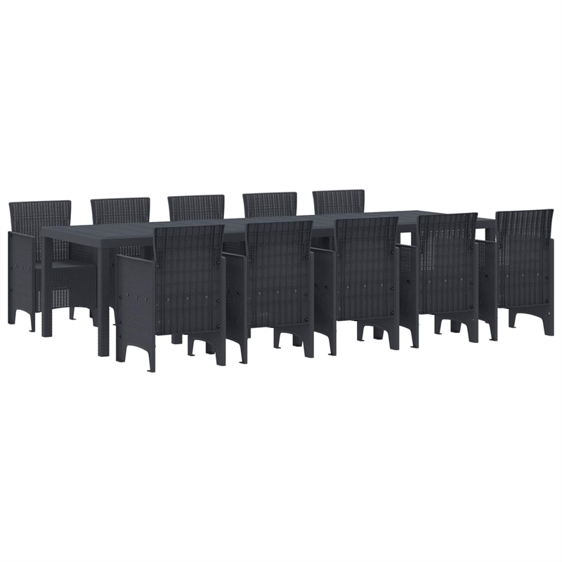 Bowery Hill 11 Piece Poly Rattan Garden Dining Set in Anthracite
