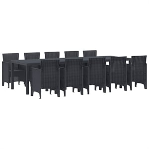Bowery Hill 11 Piece Poly Rattan Garden Dining Set in Anthracite