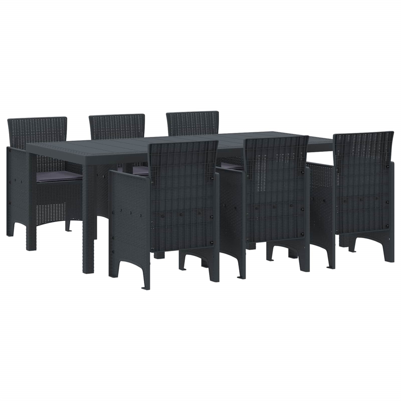 Bowery Hill 7 Piece Poly Rattan Garden Dining Set in Anthracite