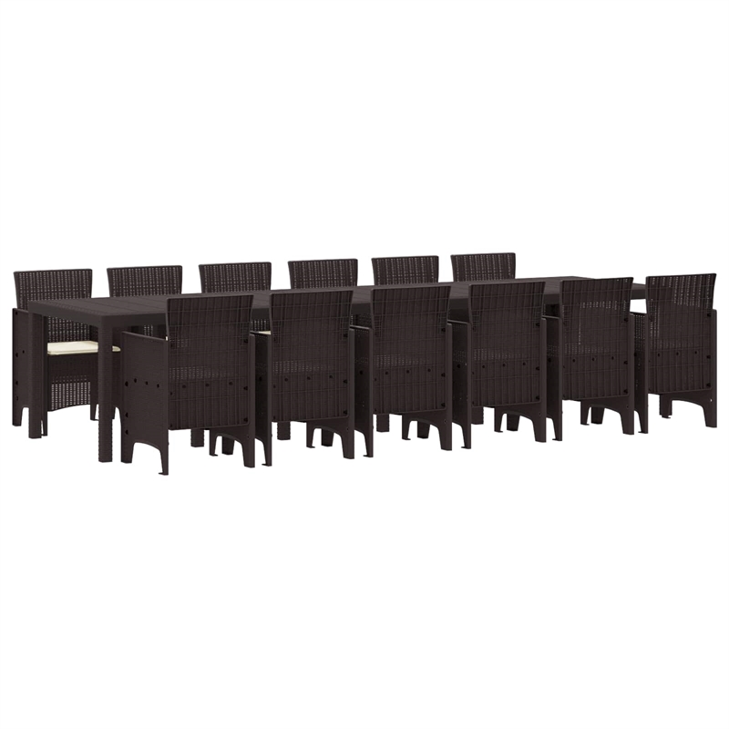 Bowery Hill Contemporary Poly Rattan Garden Dining Set in Brown