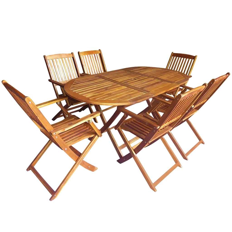 Bowery Hill Contemporary Weather-Resistant 7 Piece Garden Dining Set in Brown