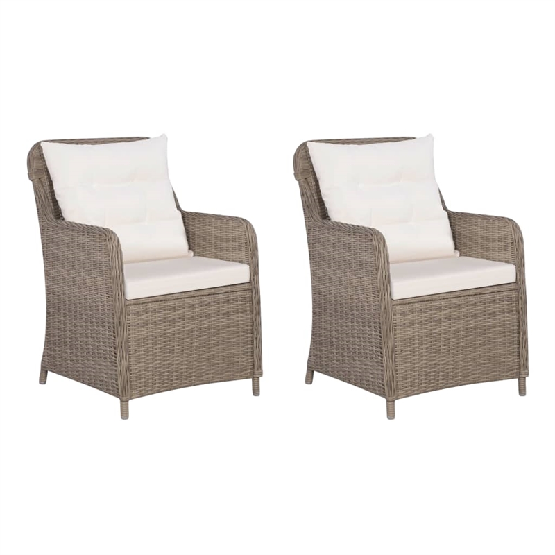 Bowery Hill 3 Piece Poly Rattan Garden Dining Set in Brown/Cream White