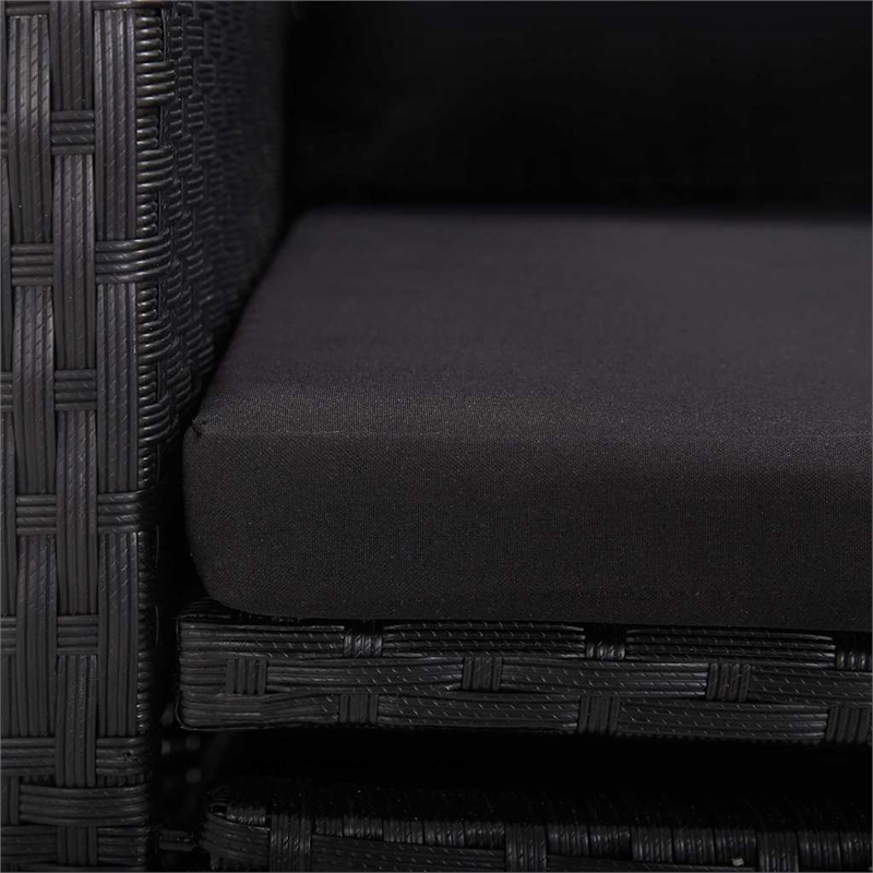 Bowery Hill 11 Piece Poly Rattan Garden Dining Set with Cushion in Black