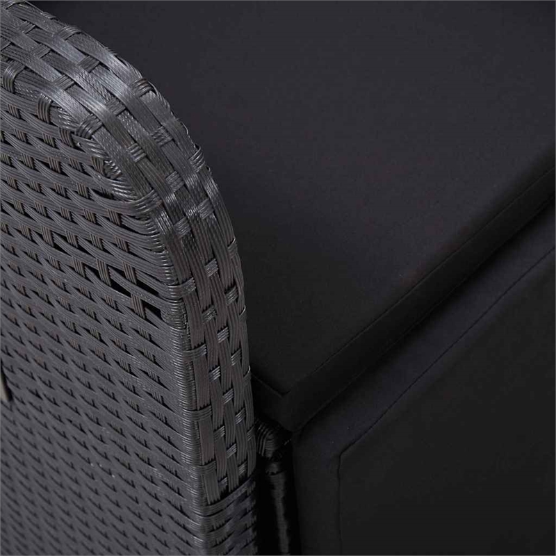 Bowery Hill 11 Piece Poly Rattan Garden Dining Set with Cushion in Black