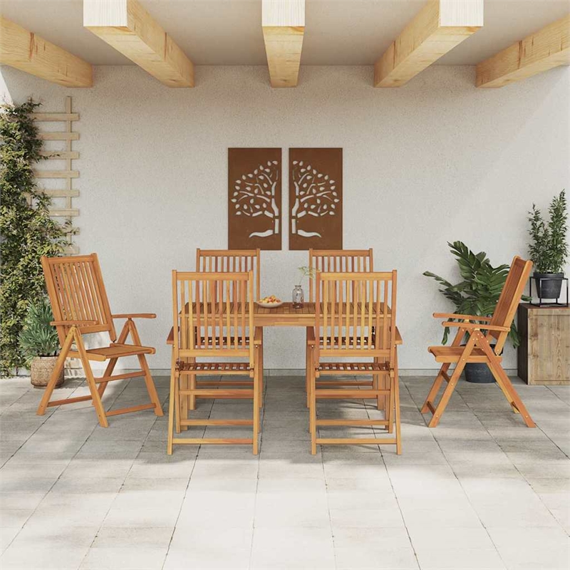 Bowery Hill Contemporary 7 Piece Steel Garden Dining Set in Brown