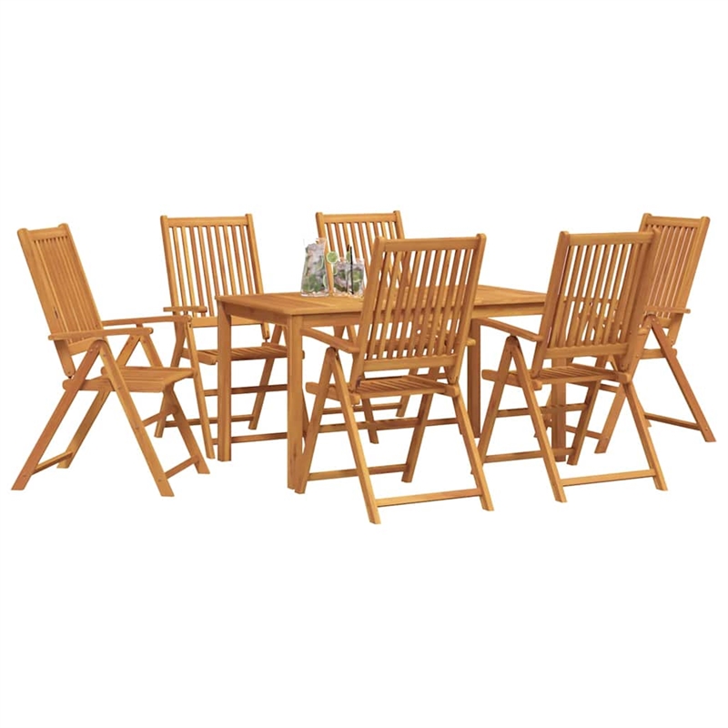 Bowery Hill Contemporary 7 Piece Steel Garden Dining Set in Brown