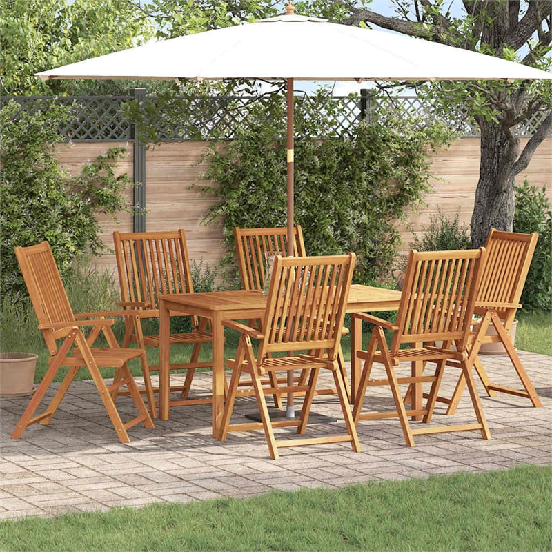 Bowery Hill Contemporary 7 Piece Steel Garden Dining Set in Brown